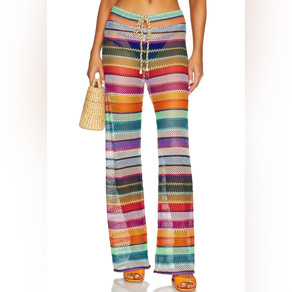 PQ Swim Multicolor Crochet Stripe Beach Coverup Pants